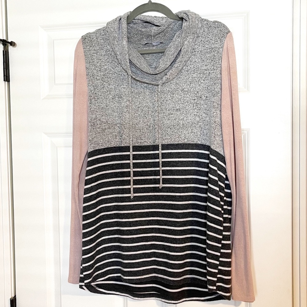 Pink Lily cowl neck sweater, size L